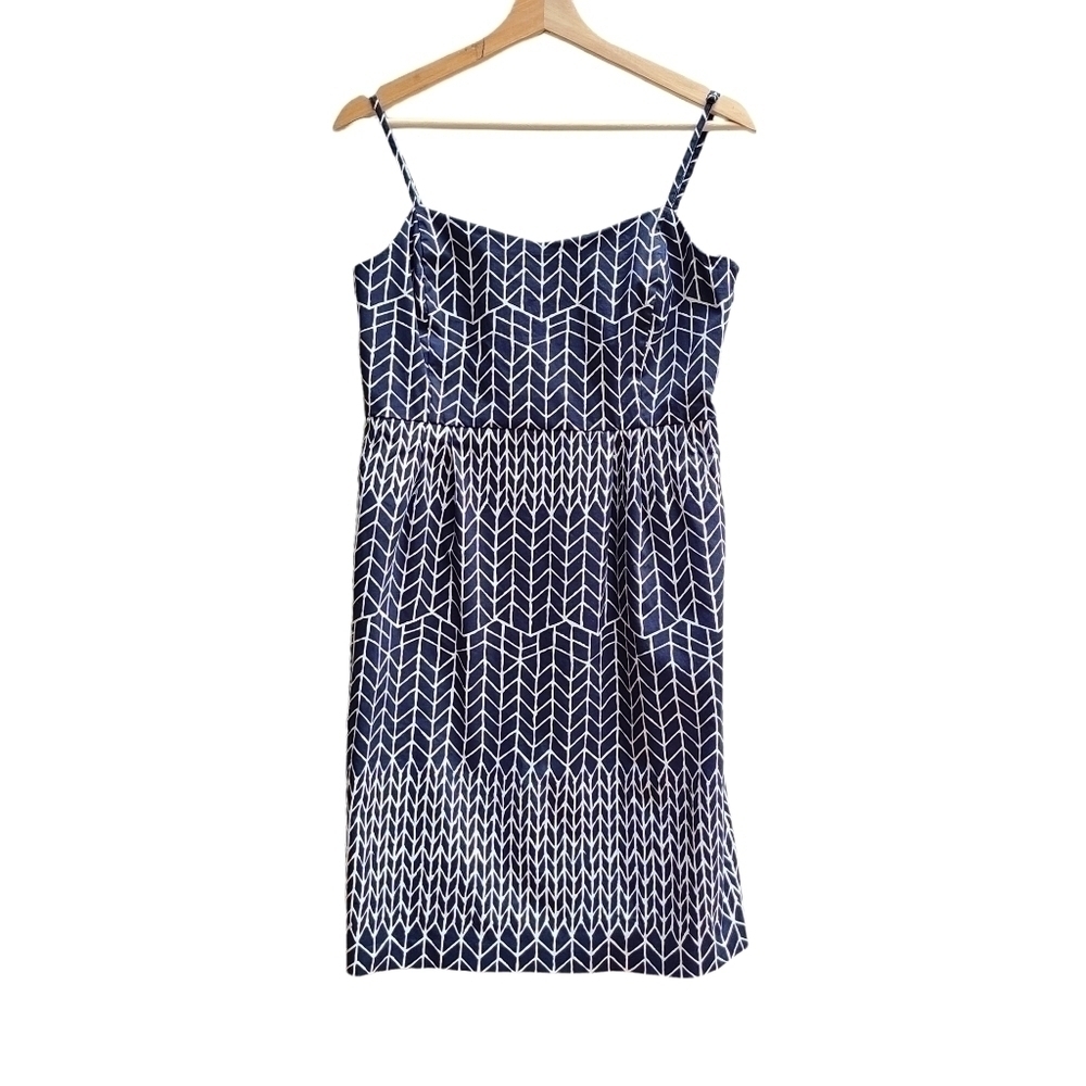 GAP Y2K Sun Dress, Spaghetti Straps, Blue White, Pockets, Cotton, Size Medium